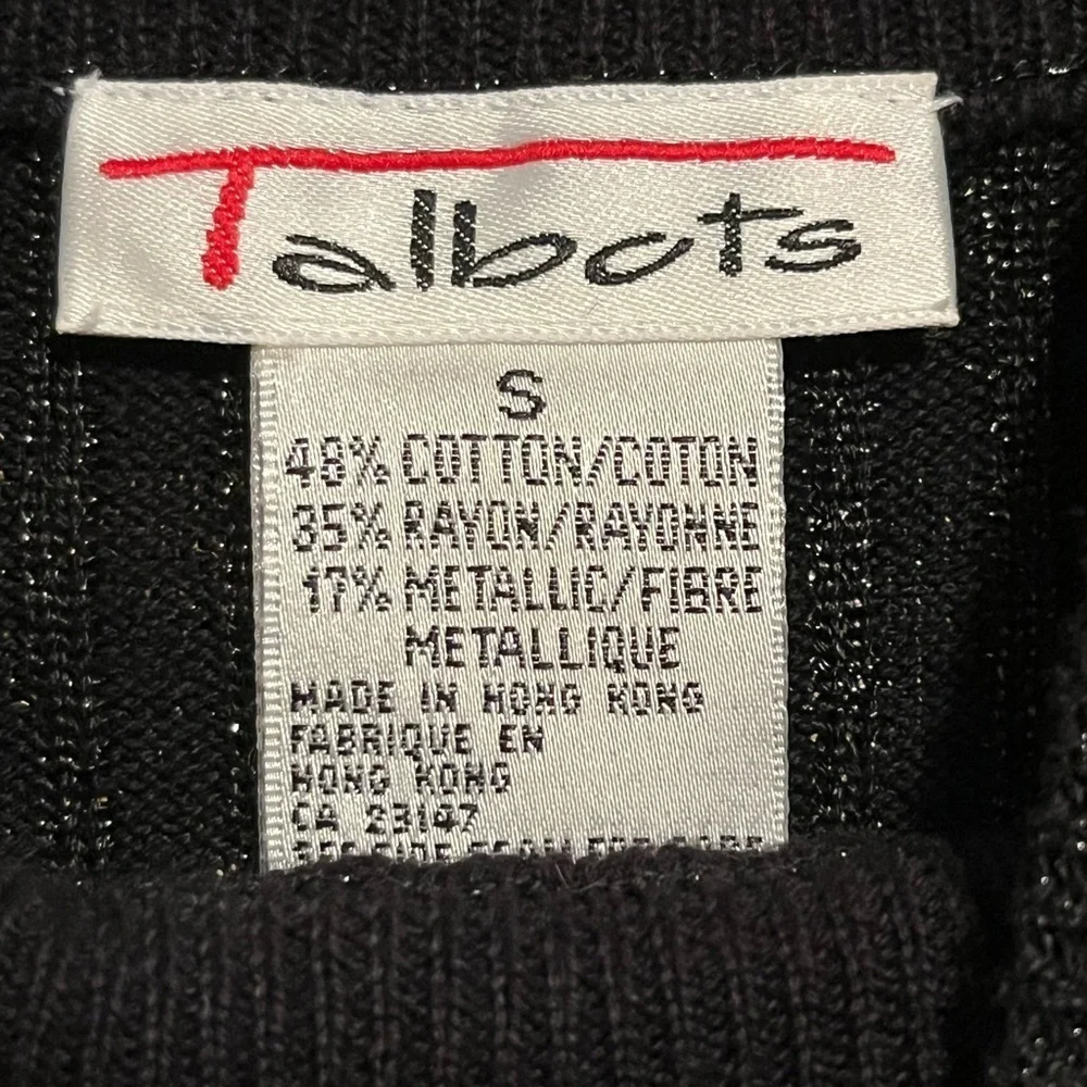 Vintage Talbots Mixed Stitch Black Metallic Mockneck Sweater